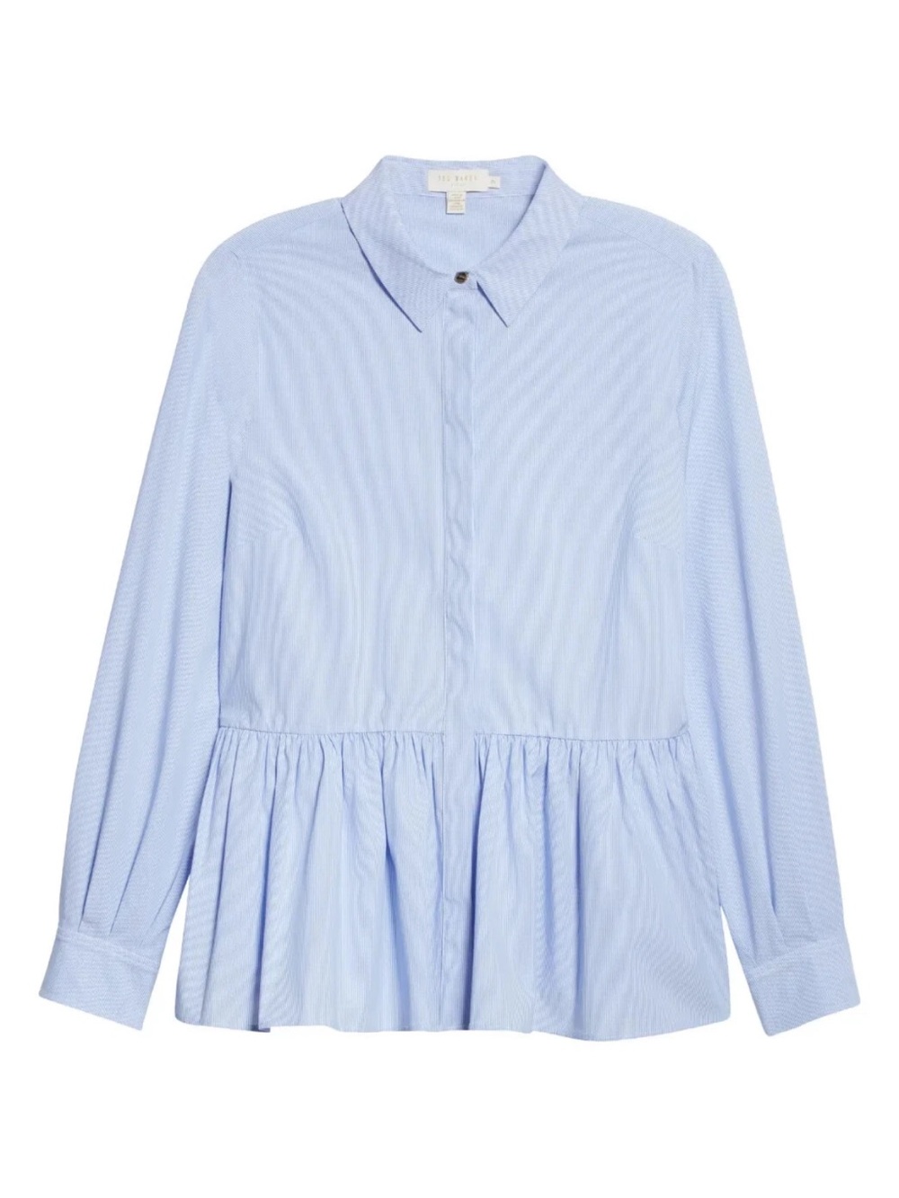 Ted Baker Ollwen Peplum Shirt in Striped Cotton Poplin 12 - Picture 6 of 12